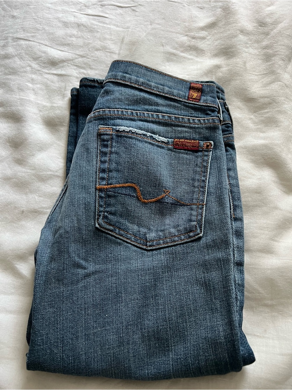 7 For All Mankind Bootcut Jeans in Medium Blue Wash